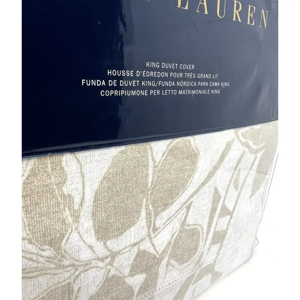 Ralph Lauren Cecily Palmetto KING Duvet Cover Tan Neutral *PACKAGE WONT CLOSE*